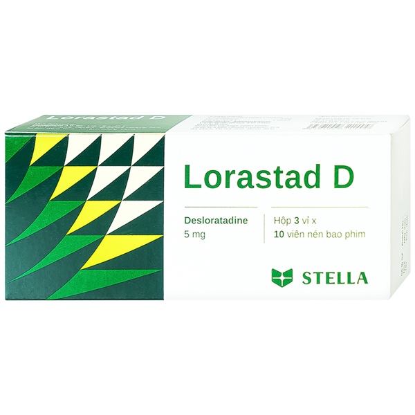 Thuốc Lorastad D (Desloratadine 5mg) - CTTNHH LD Stellapharm - Chi nhánh 1 - Điều trị dị ứng, nổi mè đay (Hộp 3vỉ x 10viên)