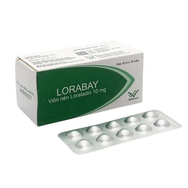 Thuốc Loratadine 10mg (Lorabay - 10) - Ấn Độ - Điều trị viêm mũi dị ứng, nổi mè đay (H*10vỉ*10viên)