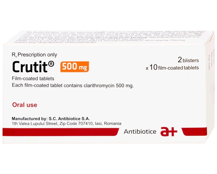 Thuốc Crutit 500mg Romania Kháng sinh điều trị nhiễm khuẩn (Hộp 2 vỉ x 10 viên)