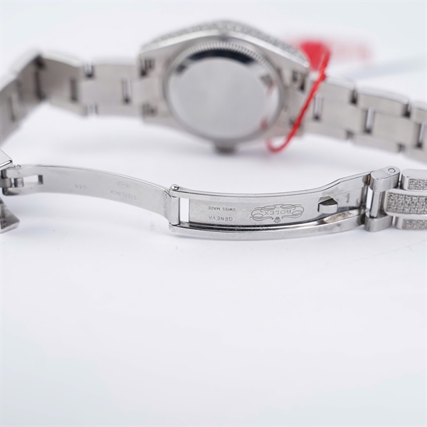 Đồng hồ Rolex bạc mặt xanh đính đá (J9101014) sz28 (HC) KG+