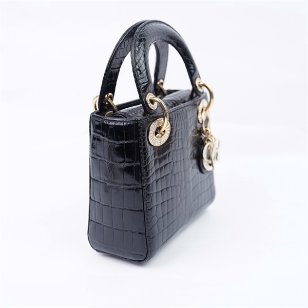 Túi Dior Lady đen da cá sấu (21-MA-0128) szmini (HC) KG+ 2024