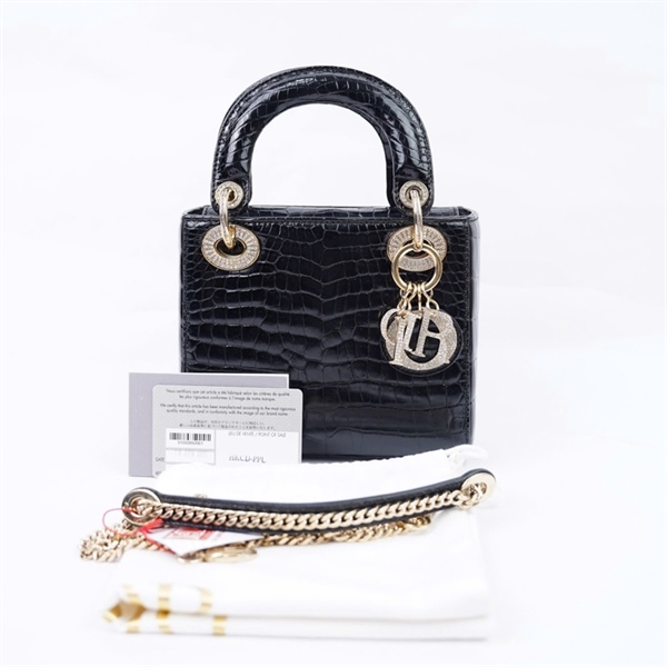 Túi Dior Lady đen da cá sấu (21-MA-0128) szmini (HC) KG+ 2024