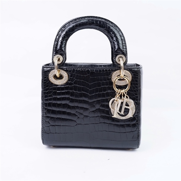 Túi Dior Lady đen da cá sấu (21-MA-0128) szmini (HC) KG+ 2024