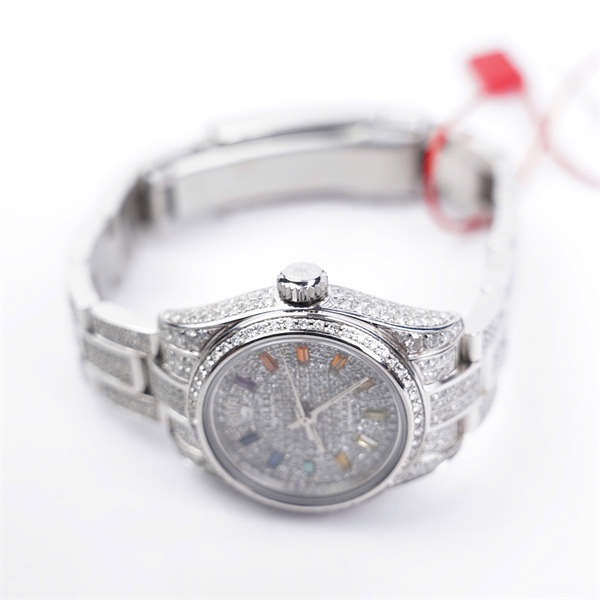 Đồng hồ Rolex bạc full đính kim, kim màu (898885A8) sz28 (HC) KG+