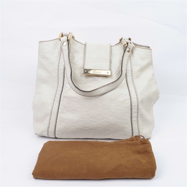 Túi GG Tote trắng (211936-002122) sz33 (LU)+