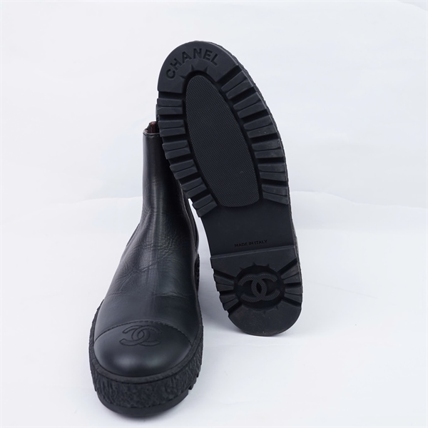 Giày Chanel boot đen sz38 (BQ) KG+