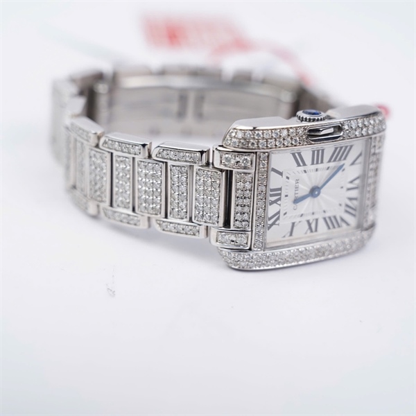 Đồng hồ Cartier bạc đính kim (364020TX) sz24 (HC) KG+
