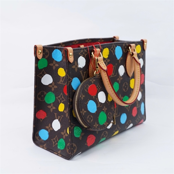 Túi LV Onthego hoa nâu chấm bi kèm ví sz25 (LU)+