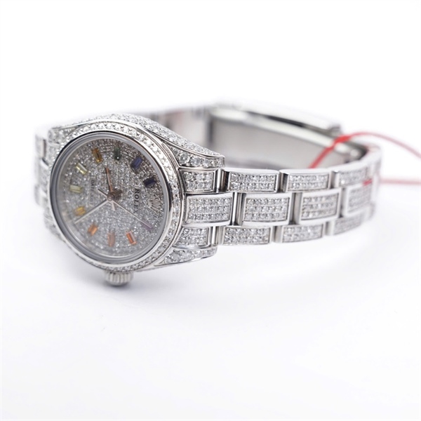 Đồng hồ Rolex bạc full đính kim, kim màu (898885A8) sz28 (HC) KG+