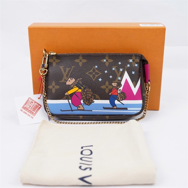 Túi LV hoa nâu in hình gấu (SF3178) sz14 (LU)+