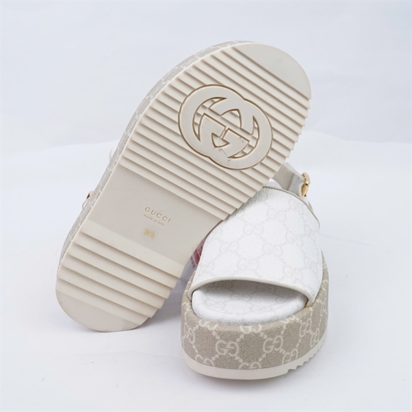 Giày GG trắng có quai cao 5p sz34.5 (BQ) KG+