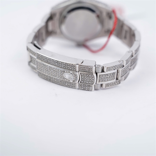 Đồng hồ Rolex bạc mặt xanh đính đá (J9101014) sz28 (HC) KG+