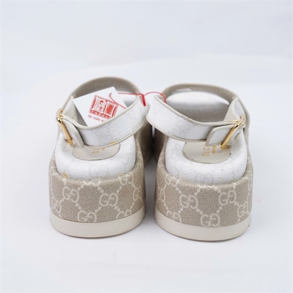 Giày GG trắng có quai cao 5p sz34.5 (BQ) KG+