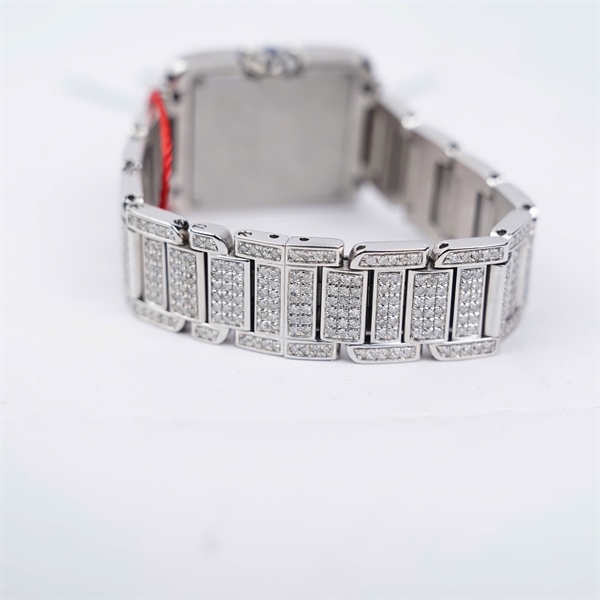 Đồng hồ Cartier bạc đính kim (364020TX) sz24 (HC) KG+