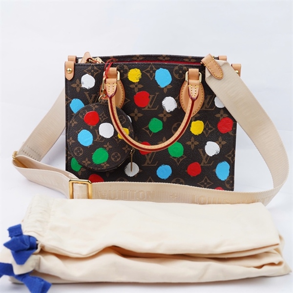 Túi LV Onthego hoa nâu chấm bi kèm ví sz25 (LU)+