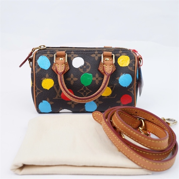 Túi LV Speedy hoa nâu chấm bi sz16 (LU)+