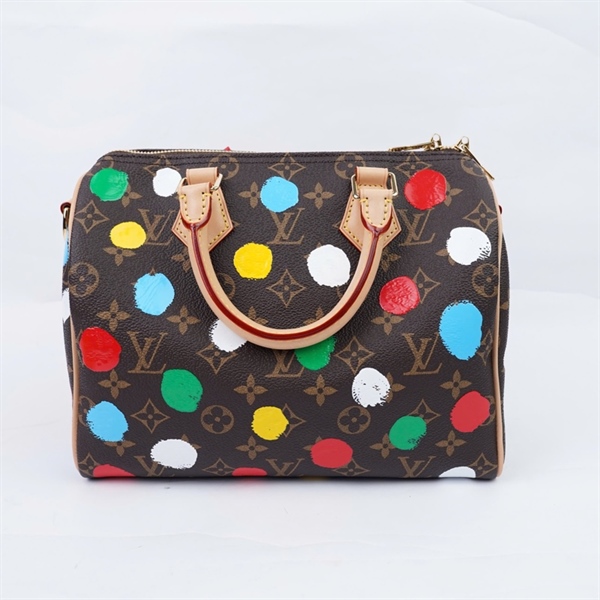 Túi LV Speedy hoa nâu chấm bi kèm ổ+ 2 chìa sz26 (LU)+