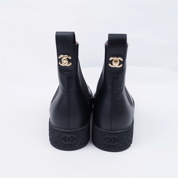 Giày Chanel boot đen sz38 (BQ) KG+