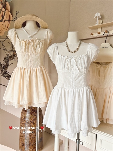 Váy boi thêu phối gió ren gấu 5686