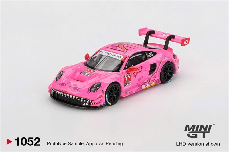 Mini GT BOX version MGT01052 Porsche 911 GT3 R #77 AO Racing 2024 IMSA ROAD AMERICA