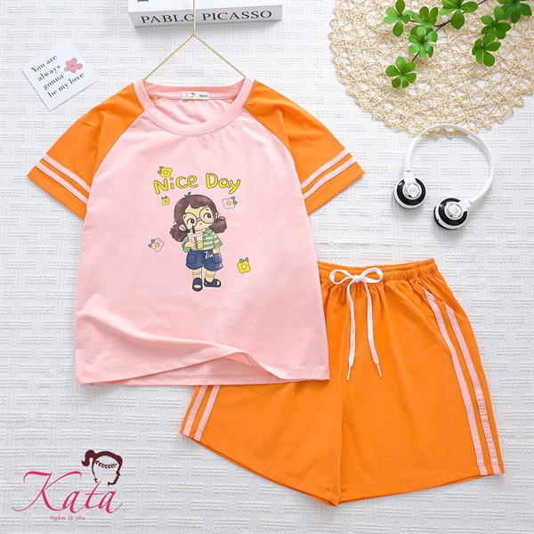 BG QUẦN CHẠY VIỀN ÁO IN BÉ GÁI NICE DAY SIZE 16-22