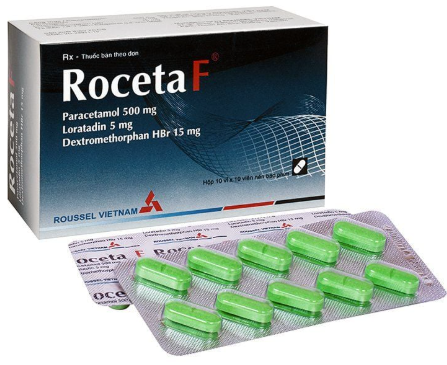 Roceta F Điều trị triệu chứng cảm cúm (Hộp 10 vỉ x 10 viên) - Roussel; Việt Nam