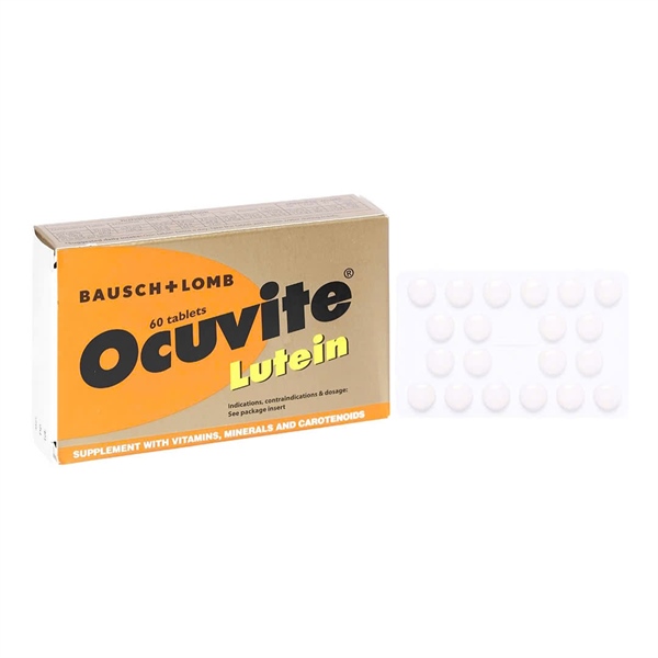 Viên nén Ocuvite Lutein Bausch & Lomb hỗ trợ tăng cường thị lực (3 vỉ x 20 viên)