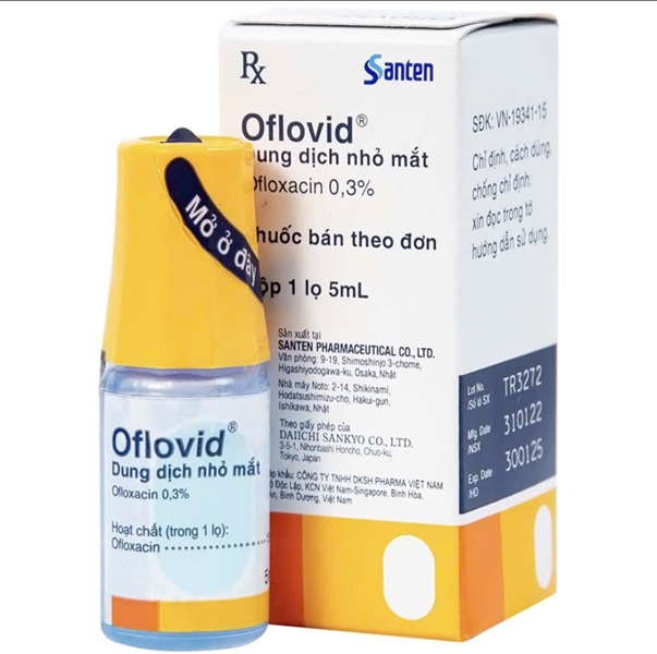 Thuốc nhỏ mắt Oflovid 0,3% (Lọ 5ml) - Santen điều trị viêm bờ mi, viêm túi lệ, lẹo, viêm kết mạc, viêm sụn mi