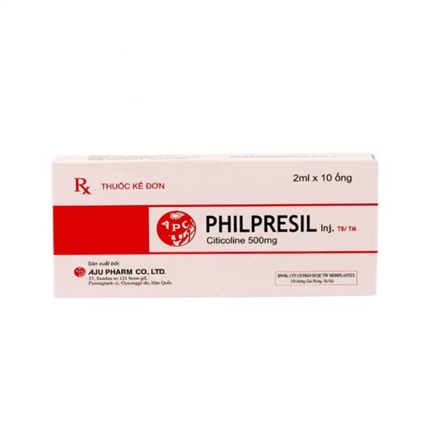Thuốc Philpresil Citicoline 500mg/2ml Hàn Quốc Điều trị chấn thương mạch máu não (H*10ống)