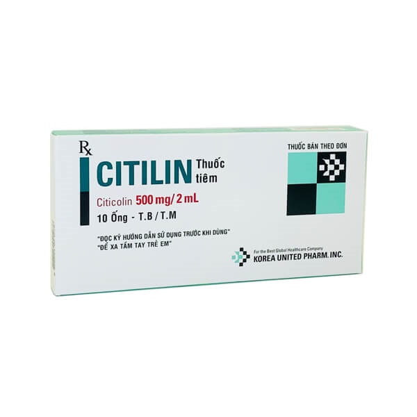 Thuốc Citilin Citicoline 500mg/2ml Hàn Quốc Điều trị chấn thương mạch máu não (H*10ống)