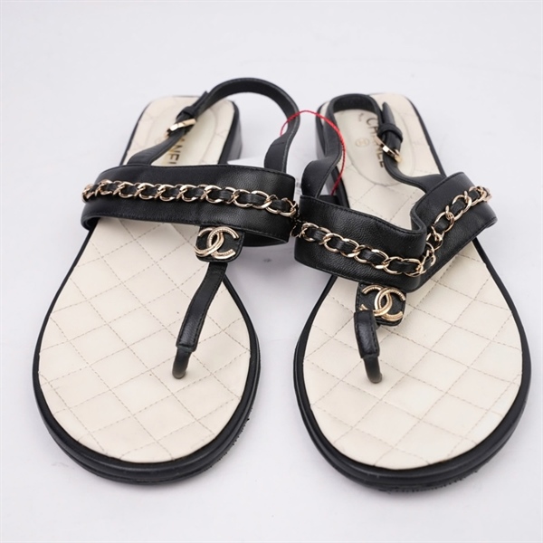 Giày Chanel trắng quai đen sz36.5 (BQ) KG+