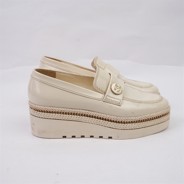Giày Chanel trắng cao 5p sz38 (BQ) KG+