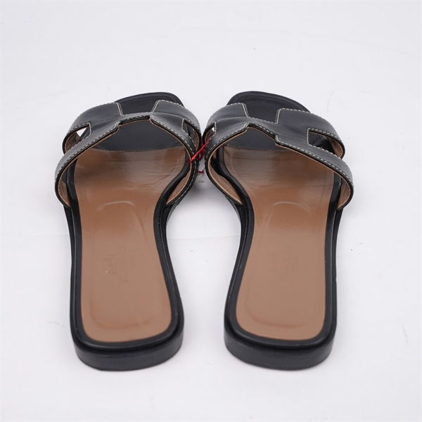 Dép Hermes đen sz34.5 (BQ) KG+