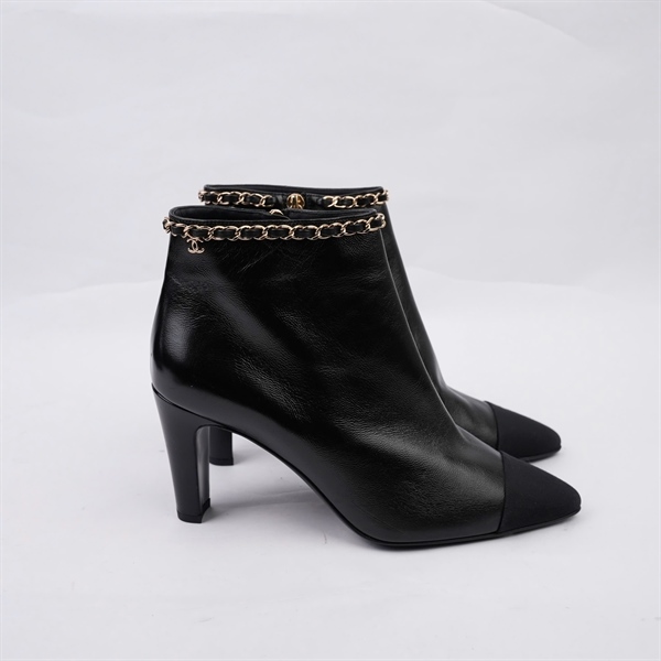 Giày Chanel boot đen cao 8p sz38 (BQ) KG+