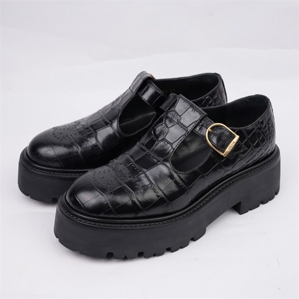 Giày Celine vân đen cao 5p sz36 (BQ) KG+
