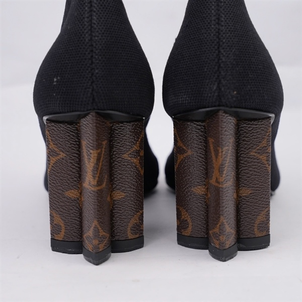 Giày LV boot hoa đen cao 8p sz37 (BQ) KG+