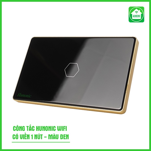 Công tắc cảm ứng WiFi Hunonic 1 Nút, HCN, màu Đen