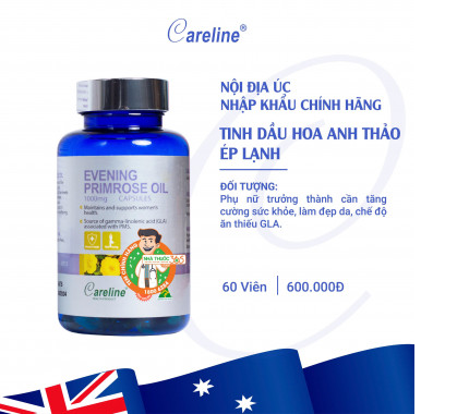 Tinh dầu hoa anh thảo ép lạnh Careline Evening Primrose Oil 1000mg