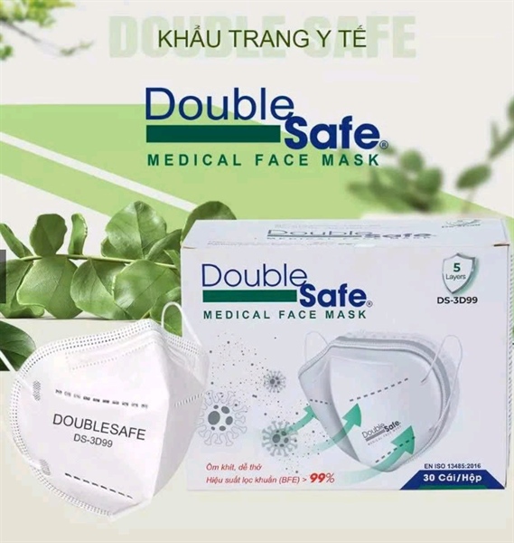Khẩu trang y tế Double safe DS-3D99 - Thiên Ân - ( Hộp 30 cái)