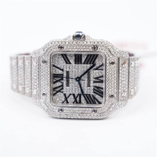 Đồng hồ Cartier bạc đính kim (756221ZX) sz36 (HC) KG+