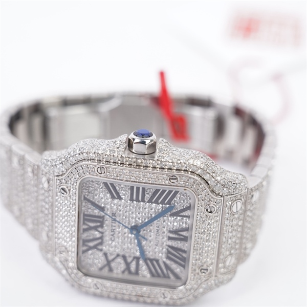 Đồng hồ Cartier bạc đính kim (756221ZX) sz36 (HC) KG+