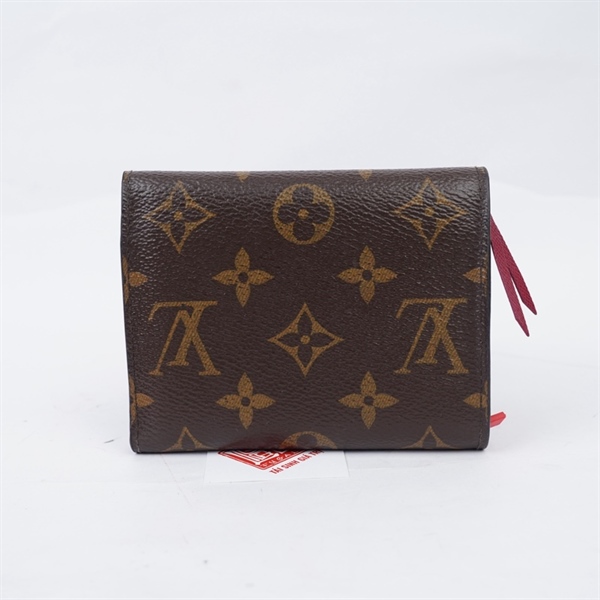 Ví LV hoa nâu gập 3 nút đỏ KG+