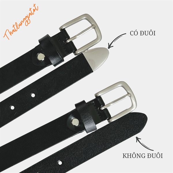 Thắt lưng nam nữ da bản nhỏ y2k phong cách Hàn Quốc bản 2.3cm (Hỗ trợ cắt, bấm lỗ dây nịt) TLD026 - Thắt Lưng Giá Tốt - Đen