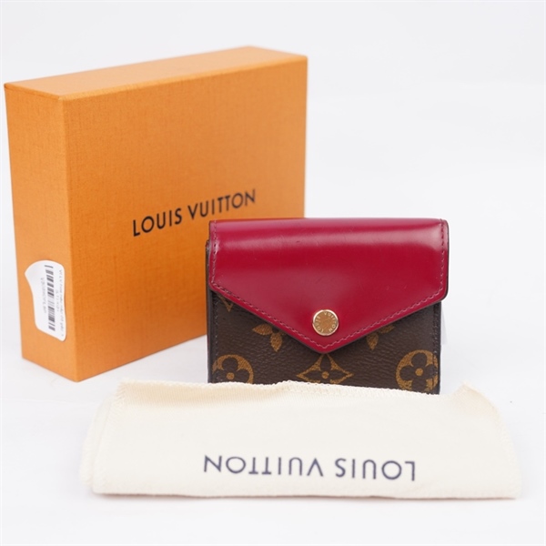 Ví LV hoa nâu nắp đỏ gập 3 (LT) KG+