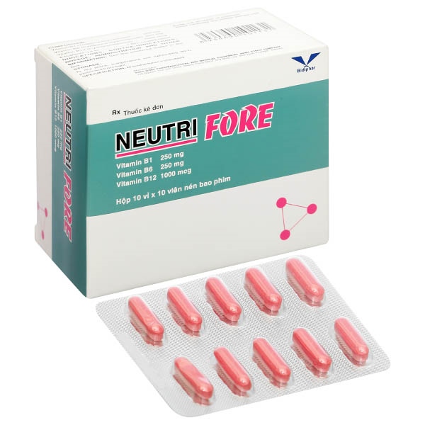 Thuốc Neutri Forte Bidiphar Điều trị viêm dây thần kinh, thiếu máu ác tính (Hộp 10 vỉ x 10 viên)