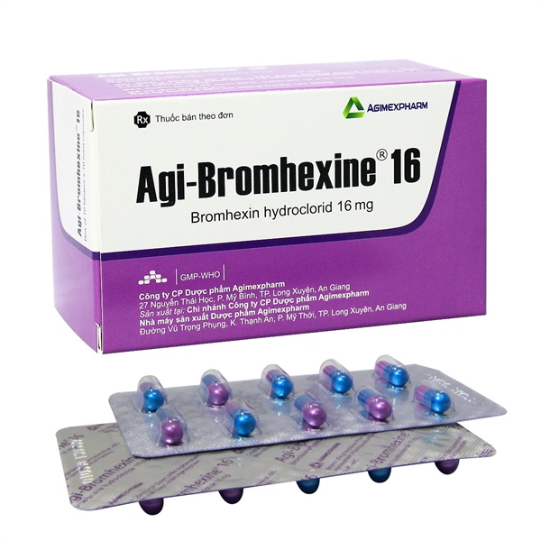 Thuốc Agi-Bromhexine 16 Agimexpharm Điều trị rối loạn tiết dịch phế quản (Hộp 3 vỉ x 10 viên) -