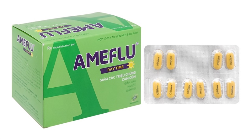 Thuốc Ameflu Day Time OPV giảm các triệu chứng cảm lạnh và cảm cúm (Hộp 10 vỉ x 10 viên)