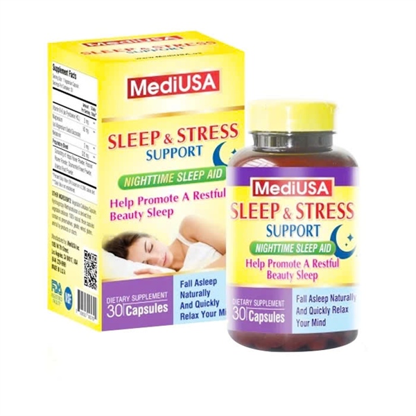 Viên uống Sleep & Stress support hỗ trợ ngủ ngon, giảm lo âu (Lọ 30 viên) - MediUSA