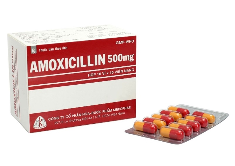 Thuốc Amoxicillin 500mg Mekophar Kháng sinh điều trị nhiễm khuẩn (Hộp 10 vỉ x 10 viên)