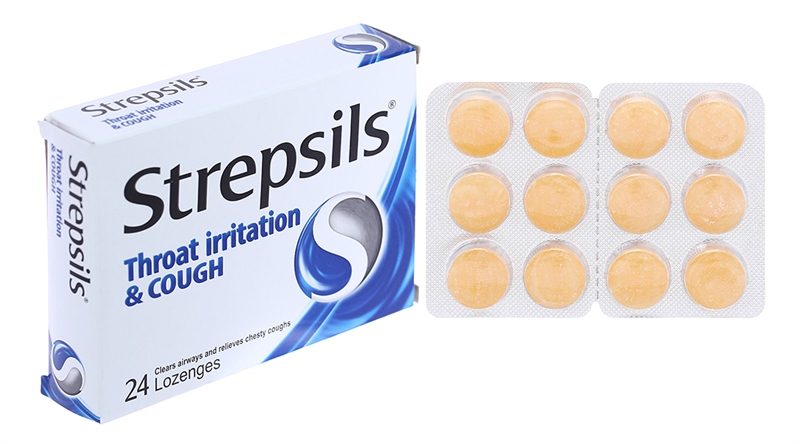 Viên ngậm Strepsils Throat Irritation & Cough Thái Lan giúp làm sạch đường thở và kiểm soát ho (2 vỉ x 12 viên)